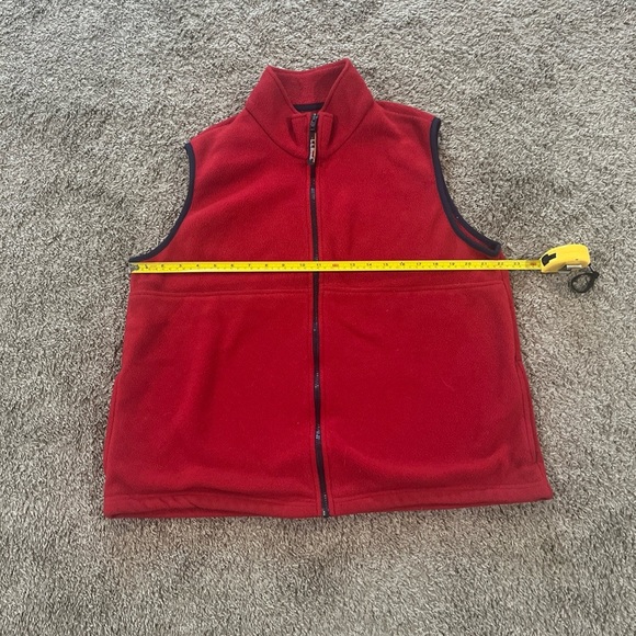 Vintage LL Bean Outdoors Vest Mens Red Fleece Full Zip - Picture 1 of 6